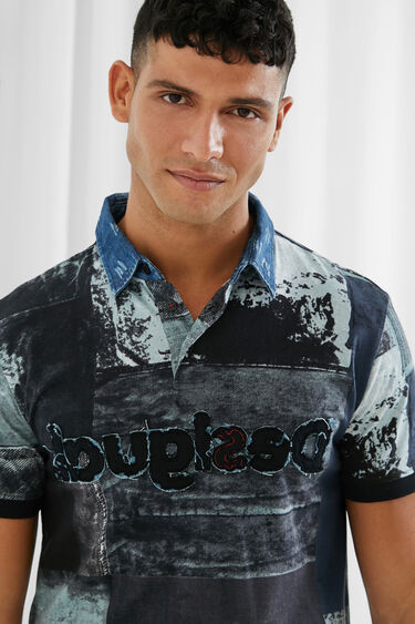 Wiskundig Senator Canada Cotton denim collar polo shirt