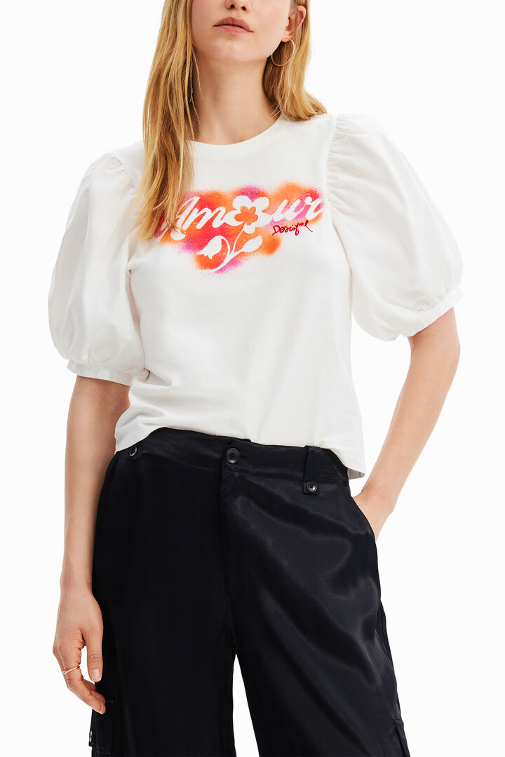 Camiseta manga abullonada mensaje | Desigual