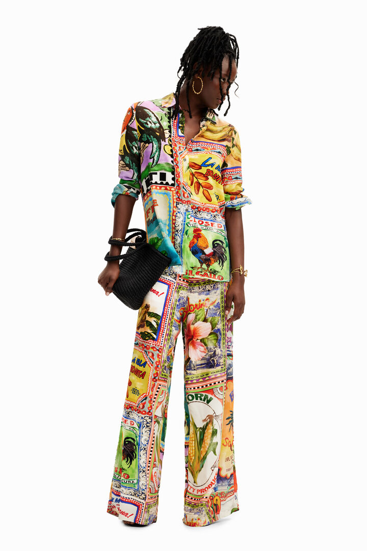 Stella Jean arty postcard shirt