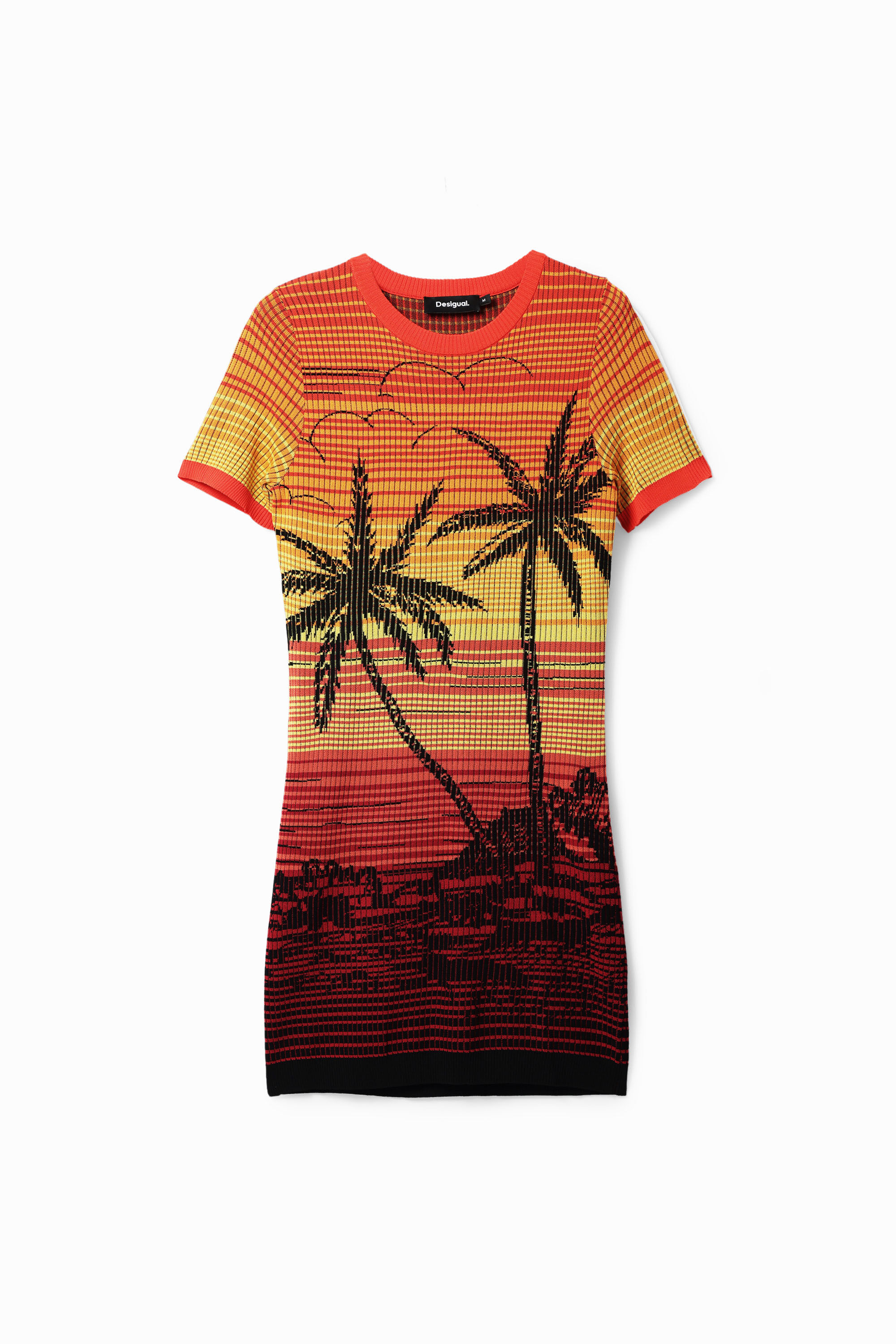 Short knit palm tree dress