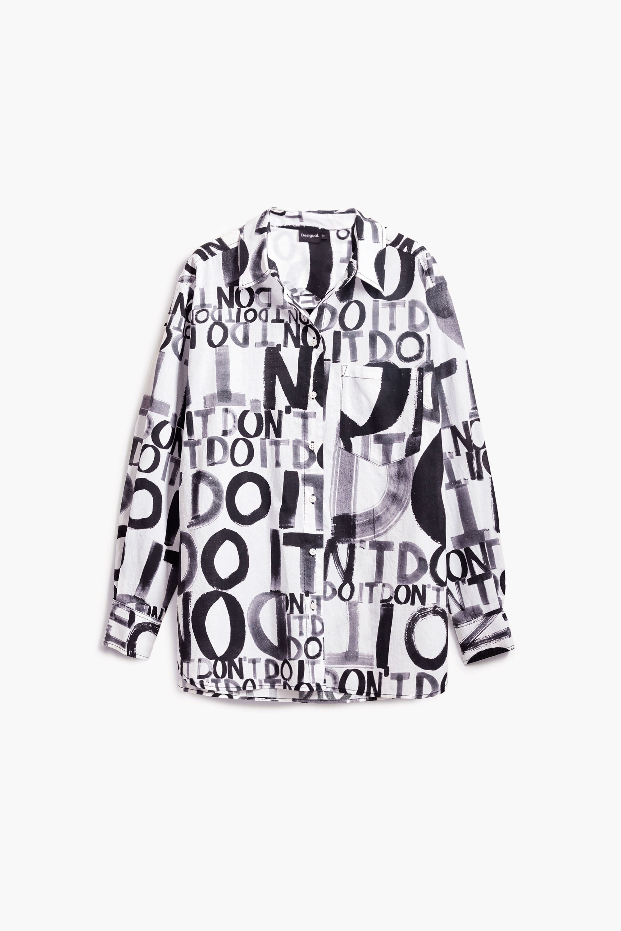 Camisa Lettering, Algodon, Negro,