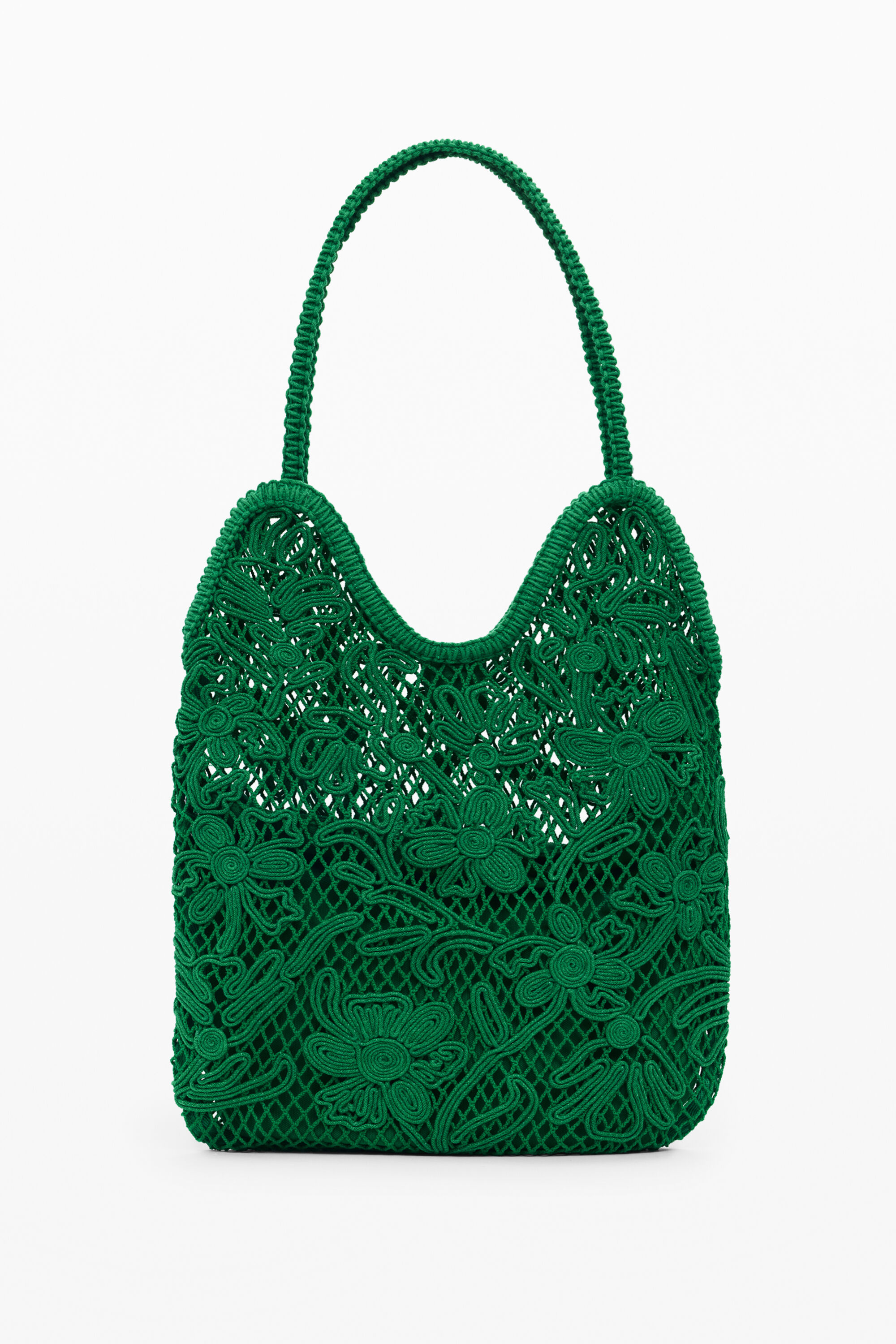 Desigual Medium Crochet Shoulder Bag In Green