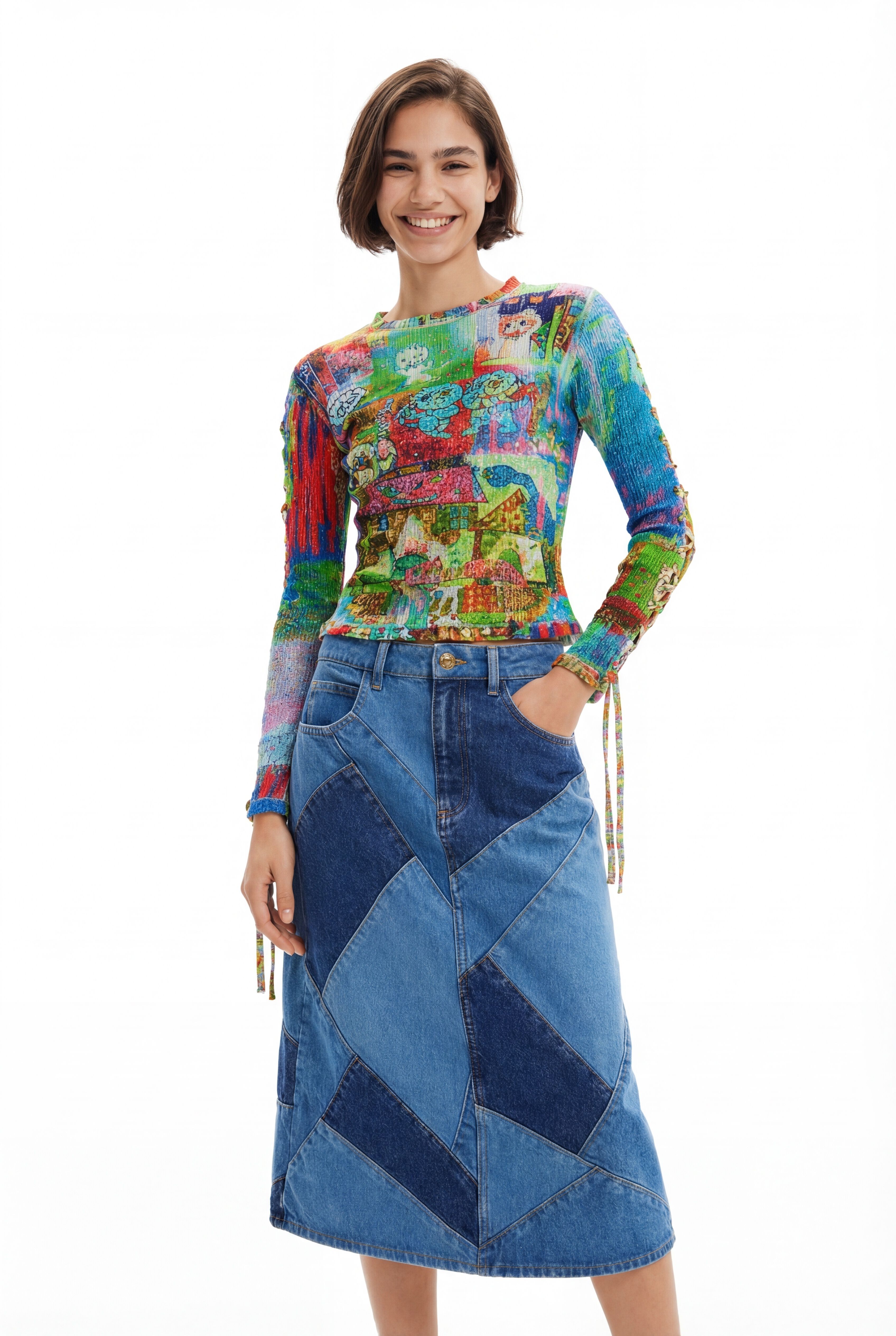 Falda vaquera patch María Escoté - BLUE - M