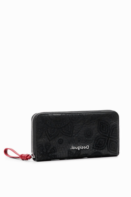 Large floral embroidery wallet