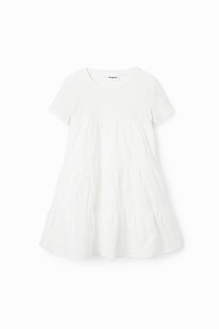Swiss embroidery combination dress | Desigual