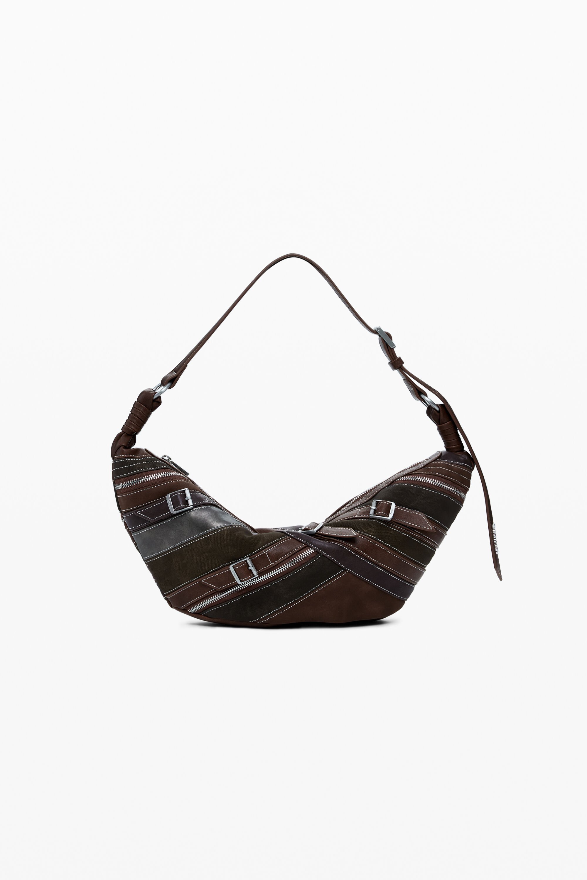 Desigual Middelgrote patchwork schoudertas - BROWN