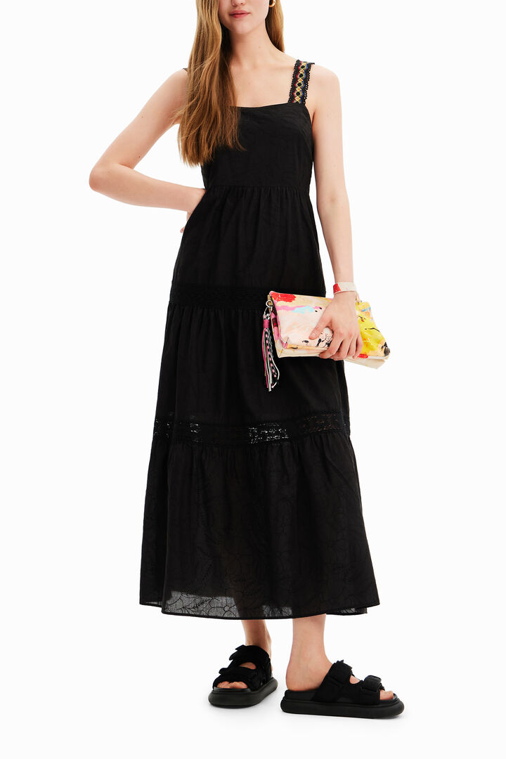 Long embroidered strap dress | Desigual