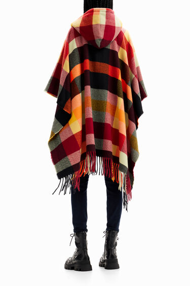 Plaid hooded poncho | Desigual