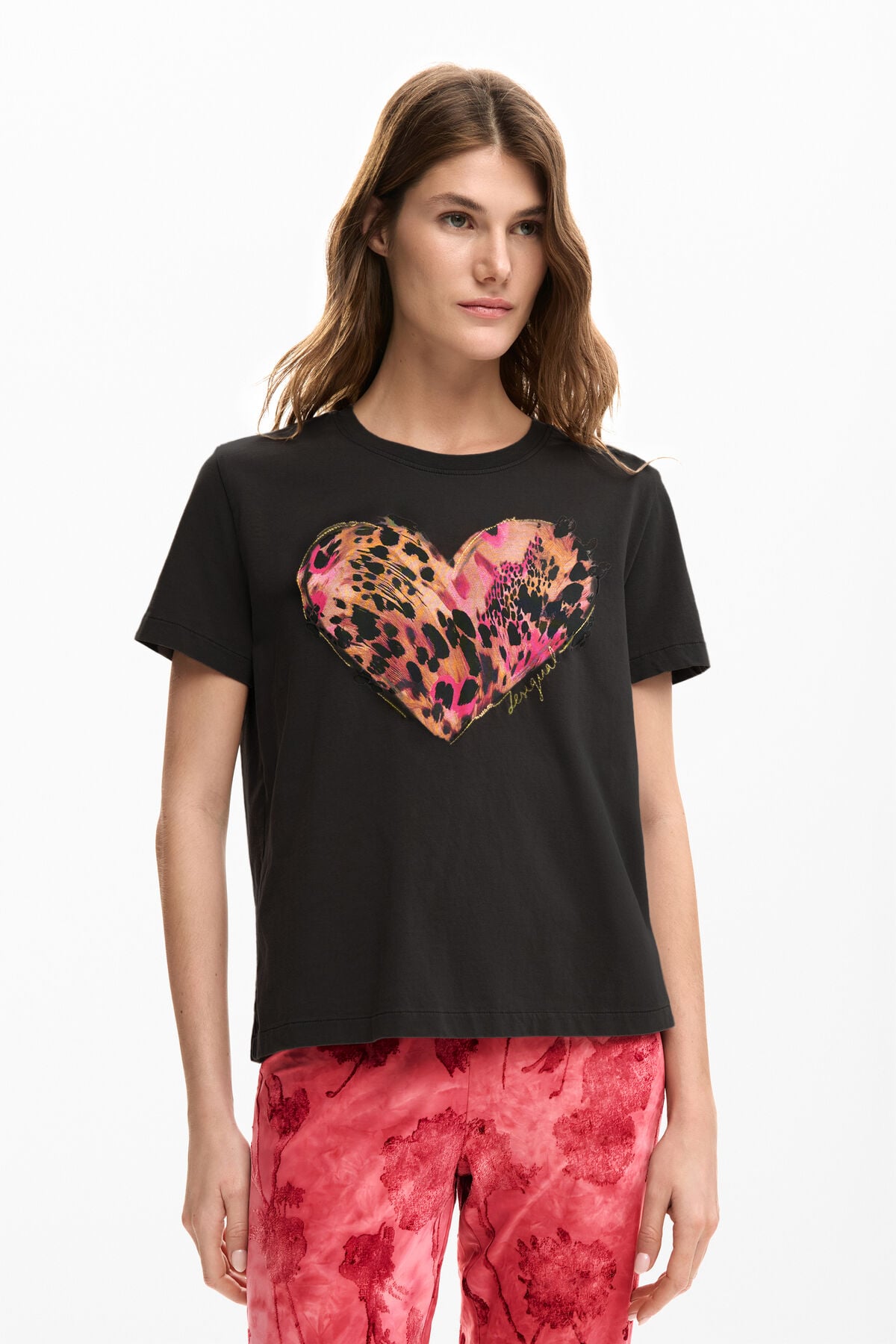 ハートタイガーTシャツ 黒 女性用 I Desigual.com