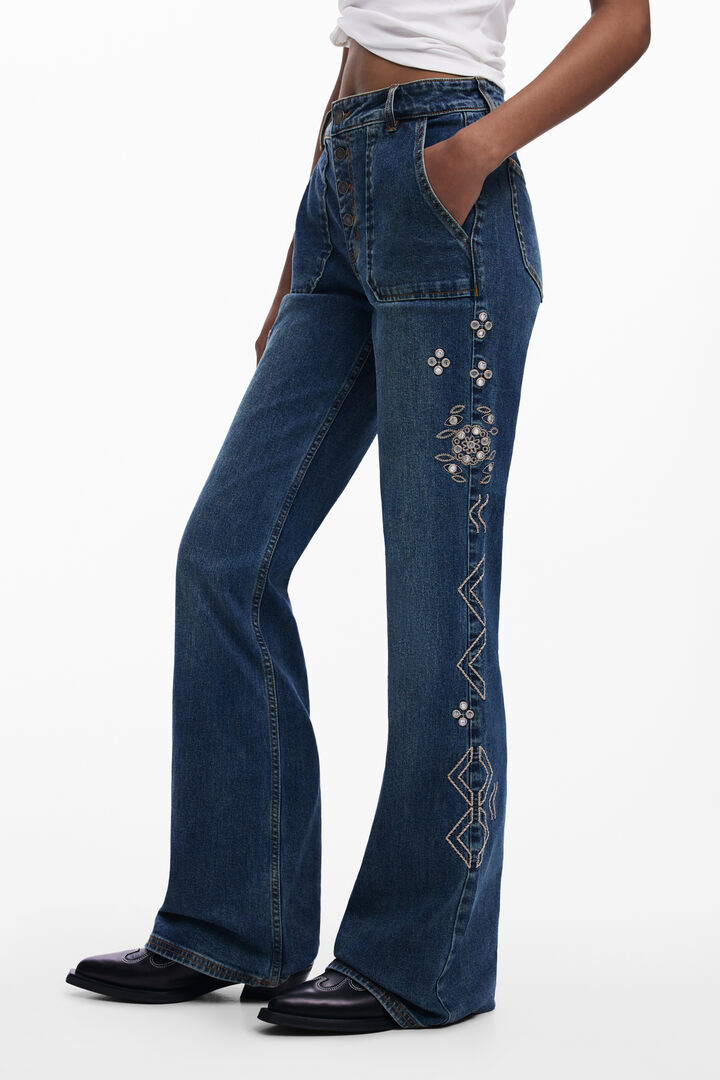 Embroidered flare jeans
