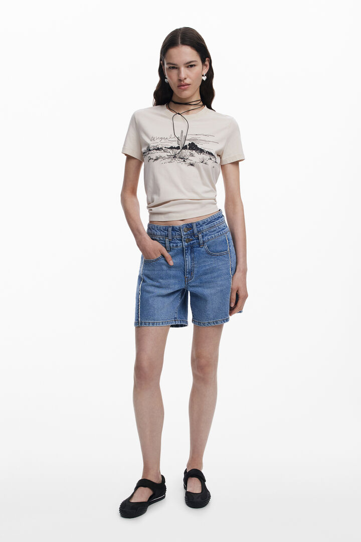 Jeans-Bermuda mit doppeltem Bund