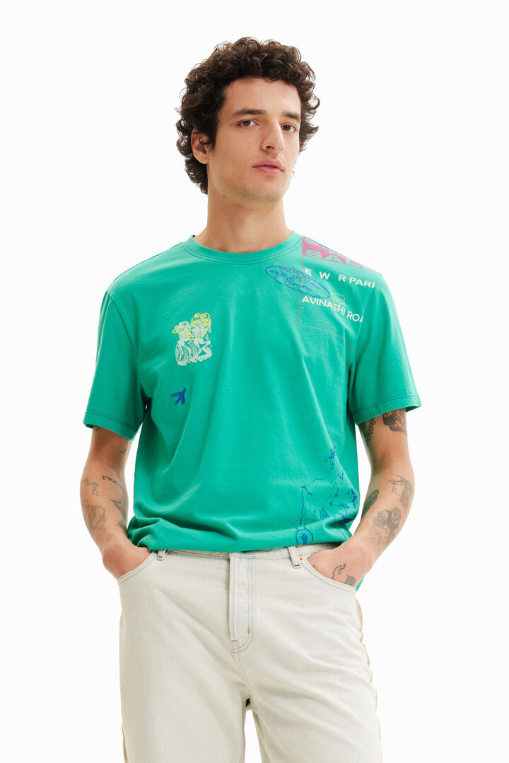 Arty embroidered T-shirt