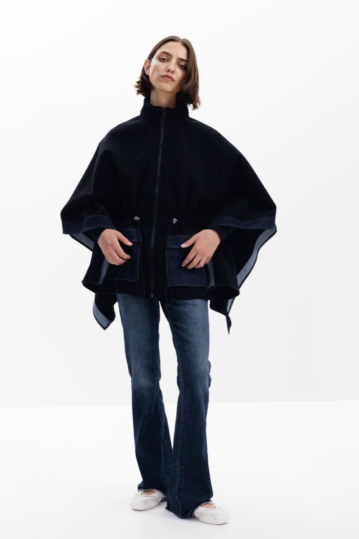 Poncho en denim combiné | Desigual