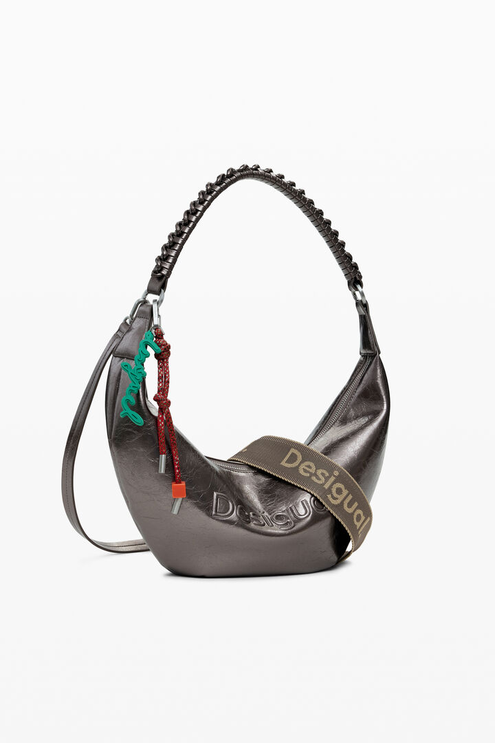 Közepes méretű, 3D logós, fényes vállpántos táska | Desigual