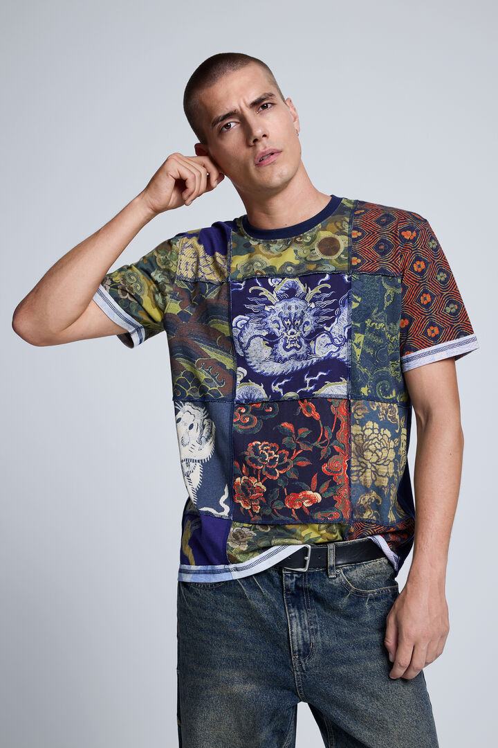 Embroidered denim trousers