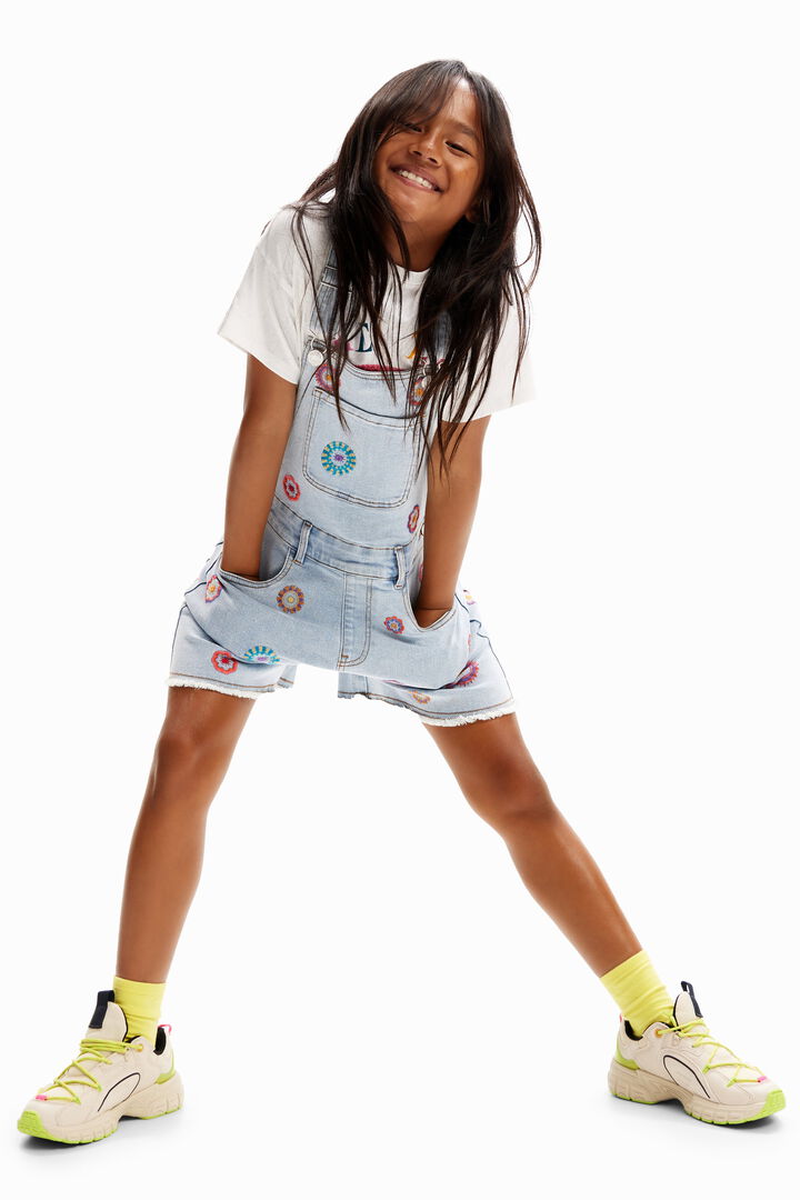 Embroidered denim dungarees | Desigual