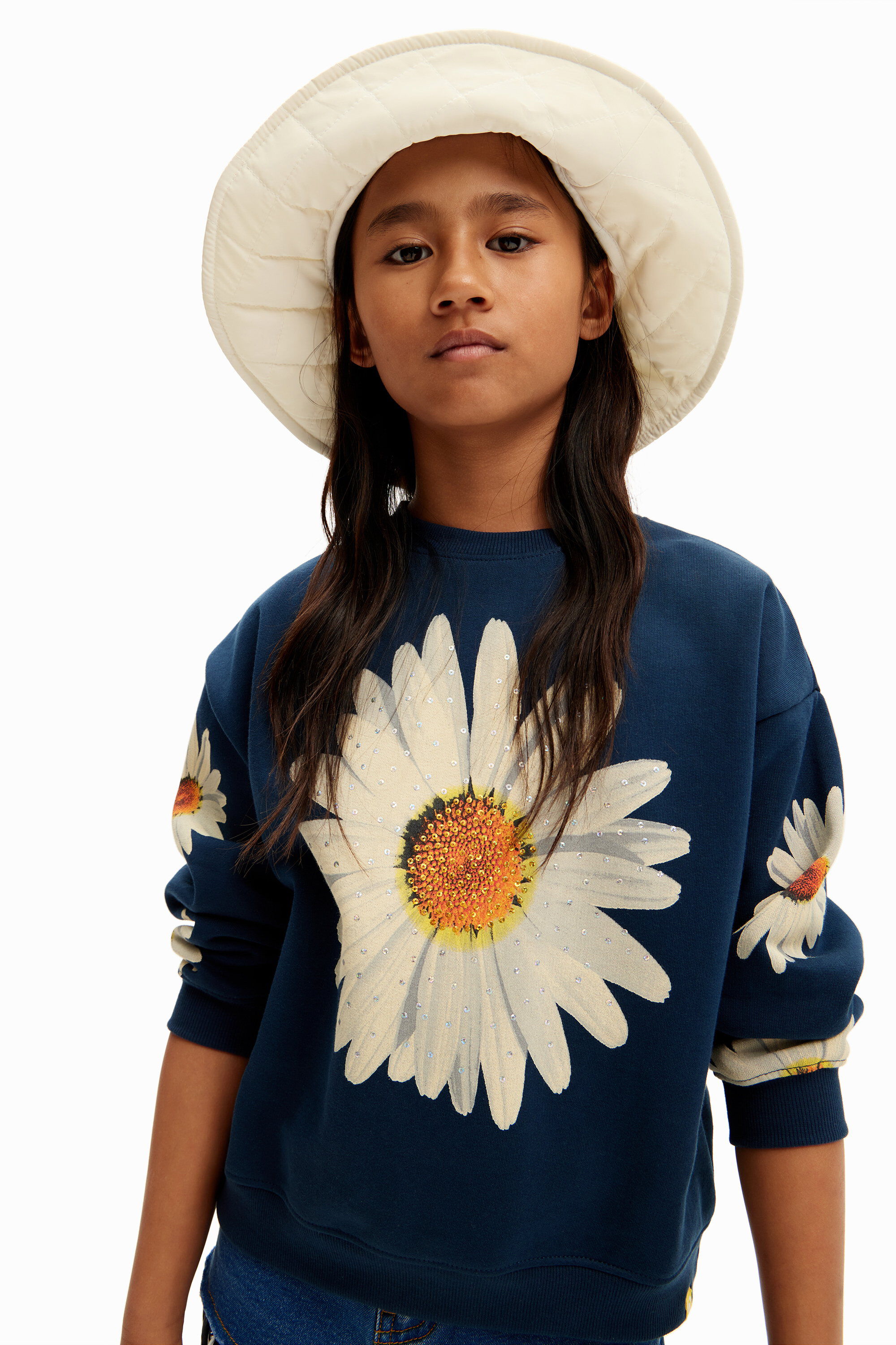 Oversize daisy sweatshirt - BLUE - M