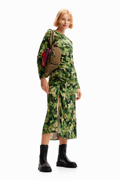 Gathered midi dress