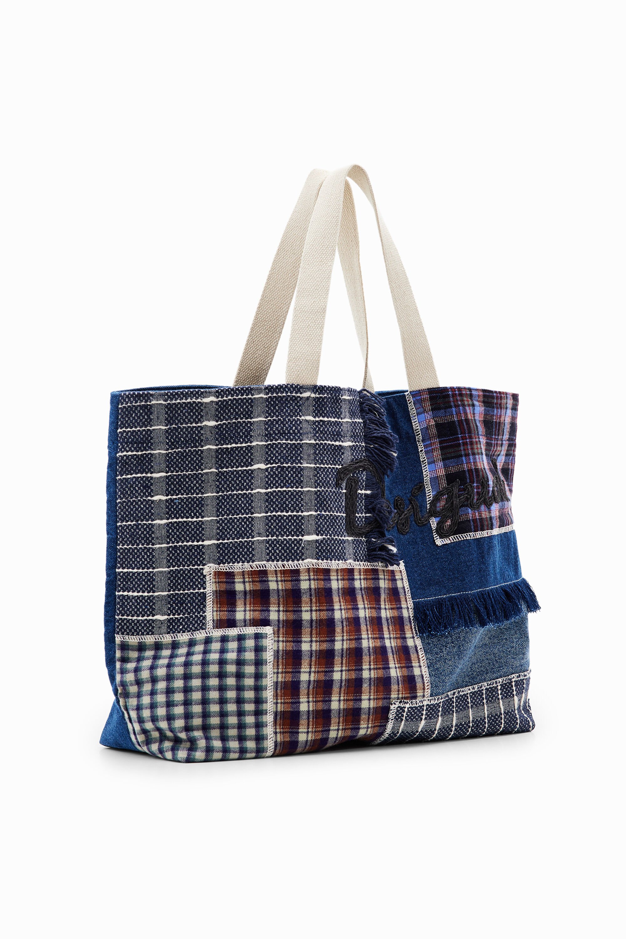 XL patchwork tote bag - BLUE - U