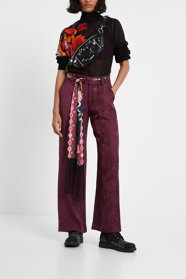 Pantalon jacquard ceinture foulard | Desigual