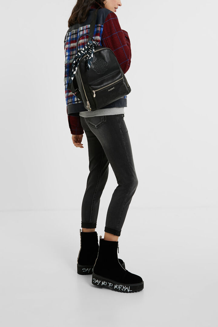 Backpack embroidered with scarf | Desigual