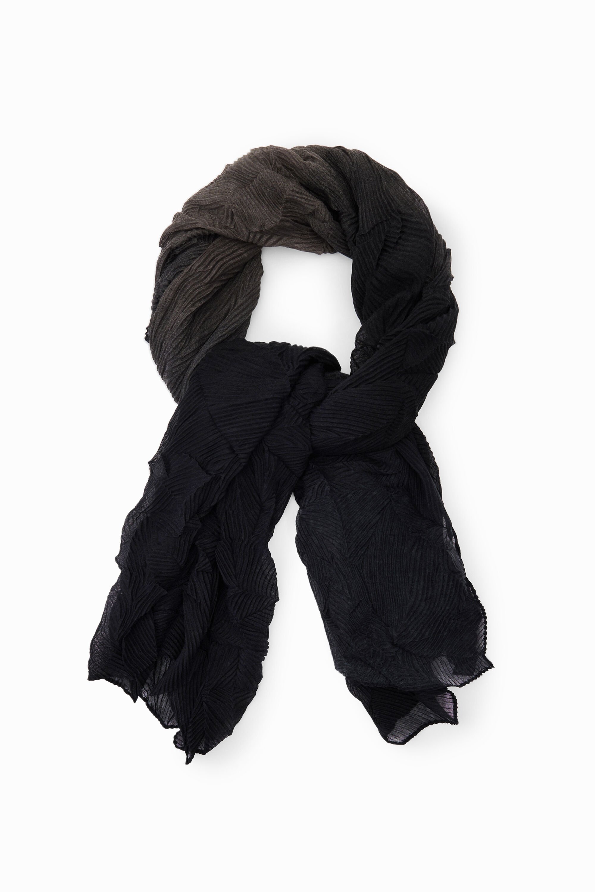 Rectangular pleated degrade foulard - BLACK - U