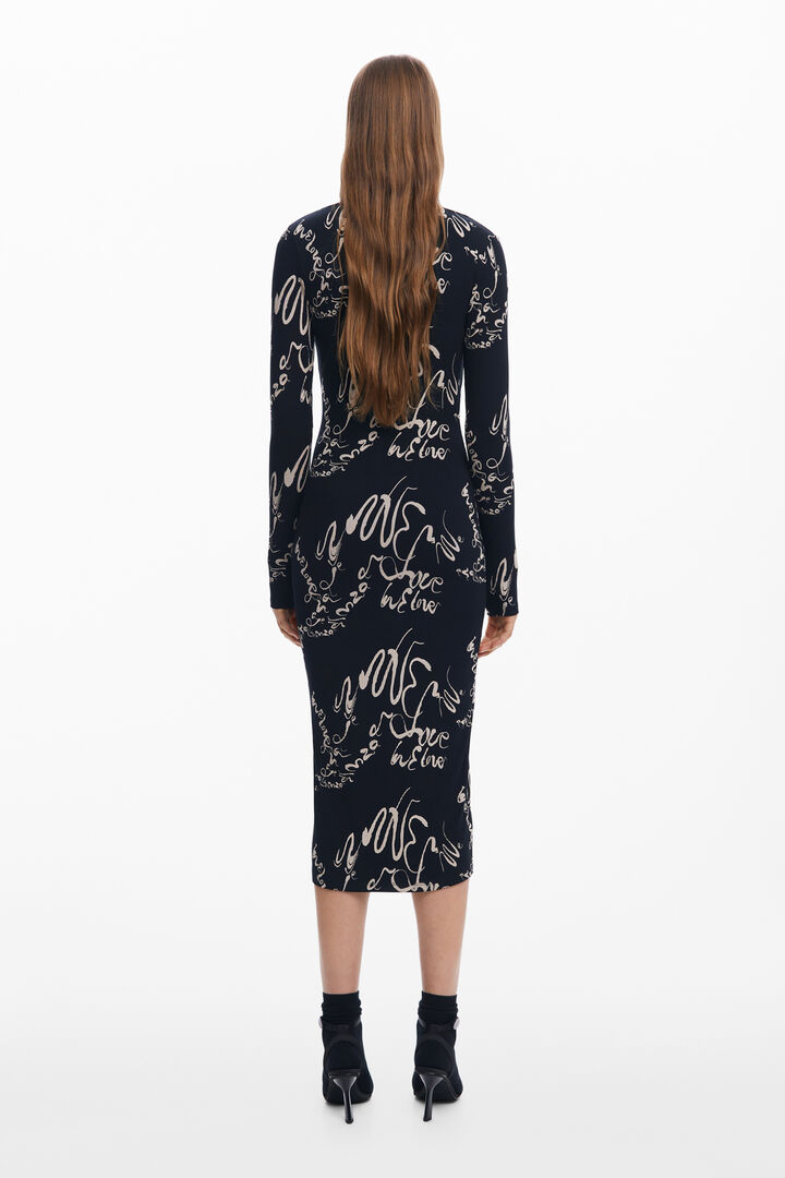 Robe à encolure carrée Lettering | Desigual