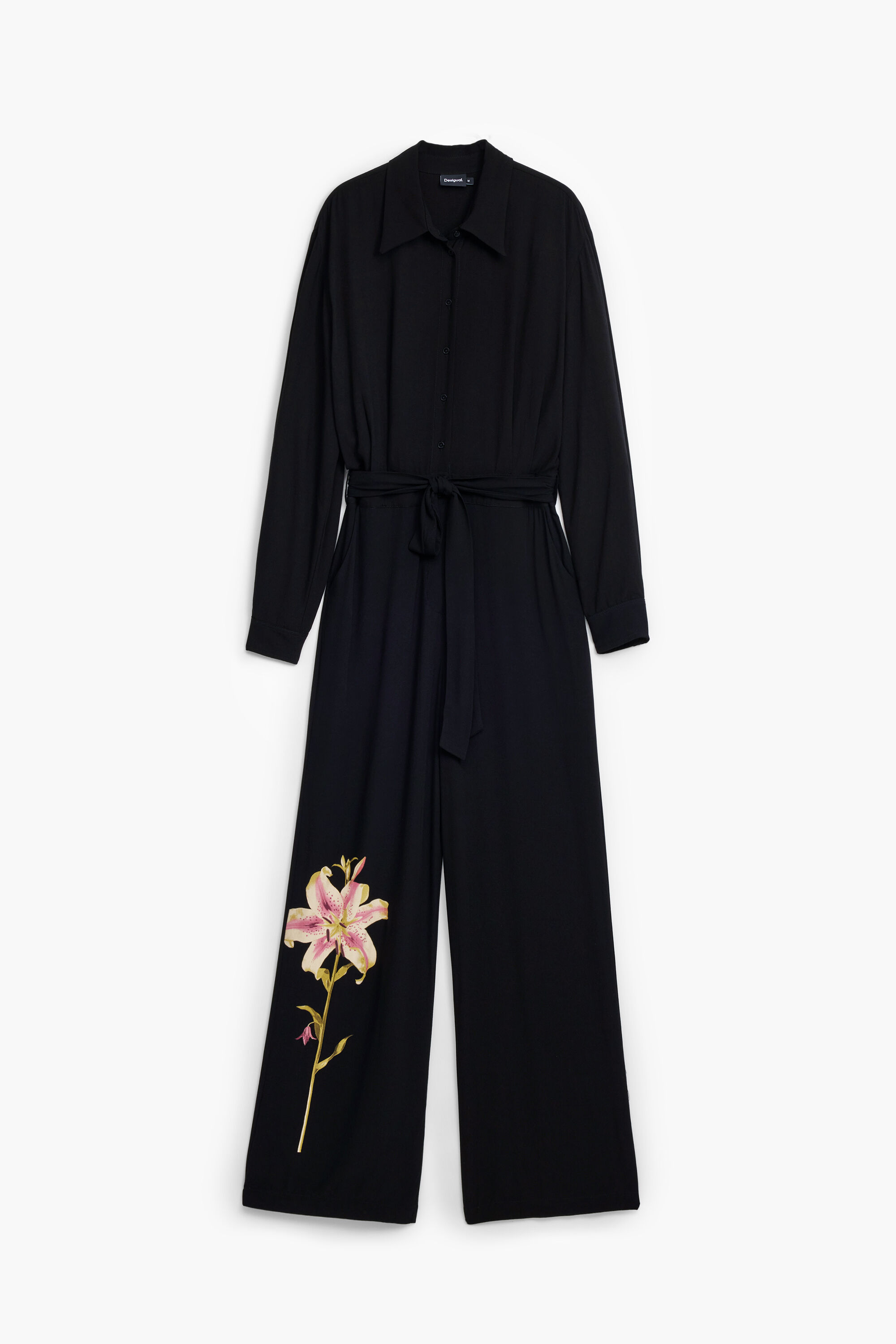 Desigual, Mono cinturón lirio, Viscosa, Negro