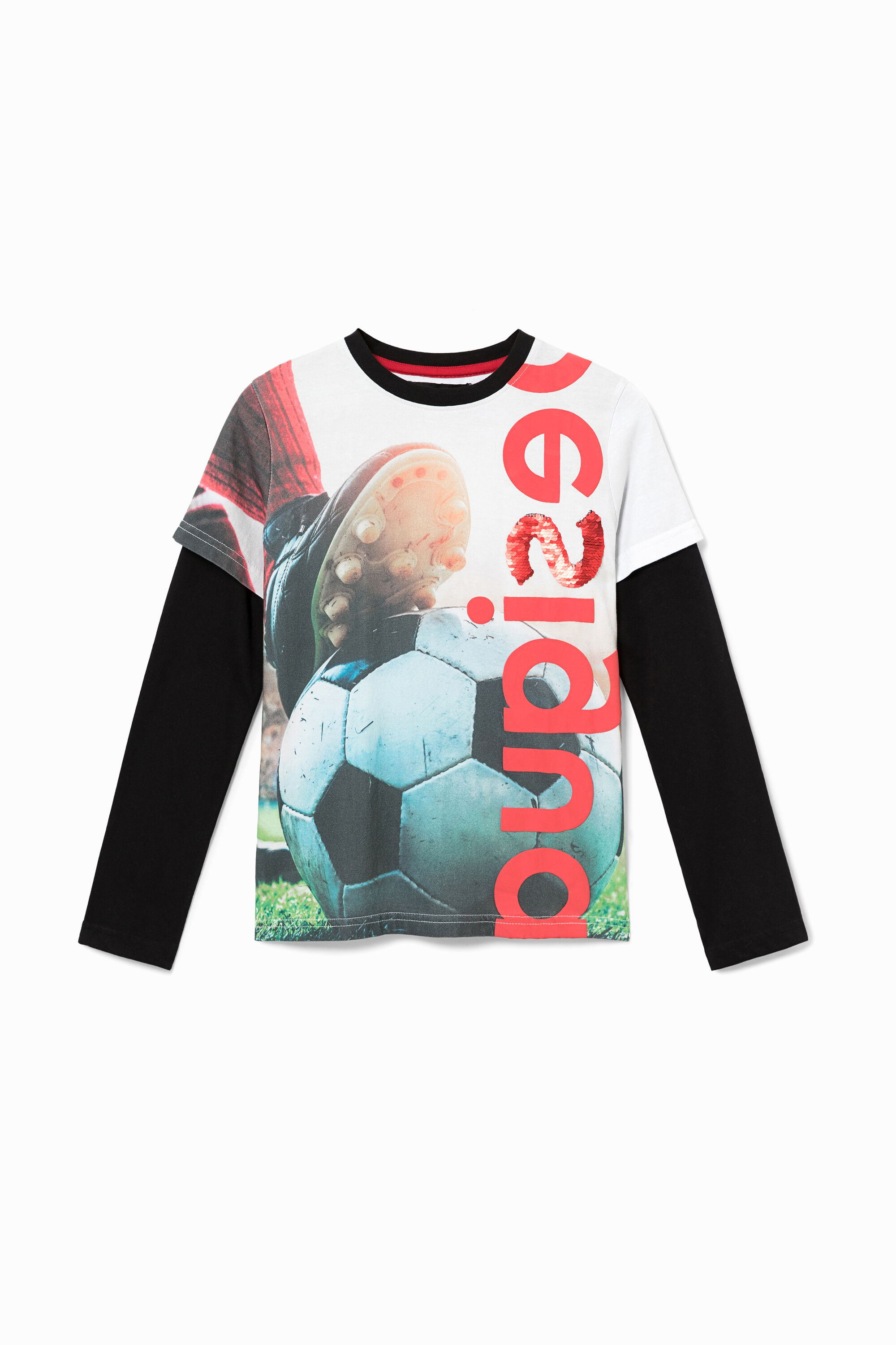 Photographic football print T-shirt