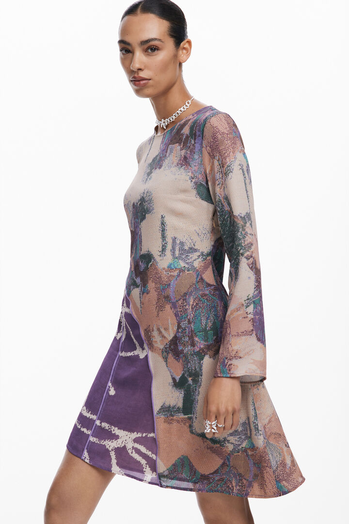 Asymmetric printed dress | Desigual
