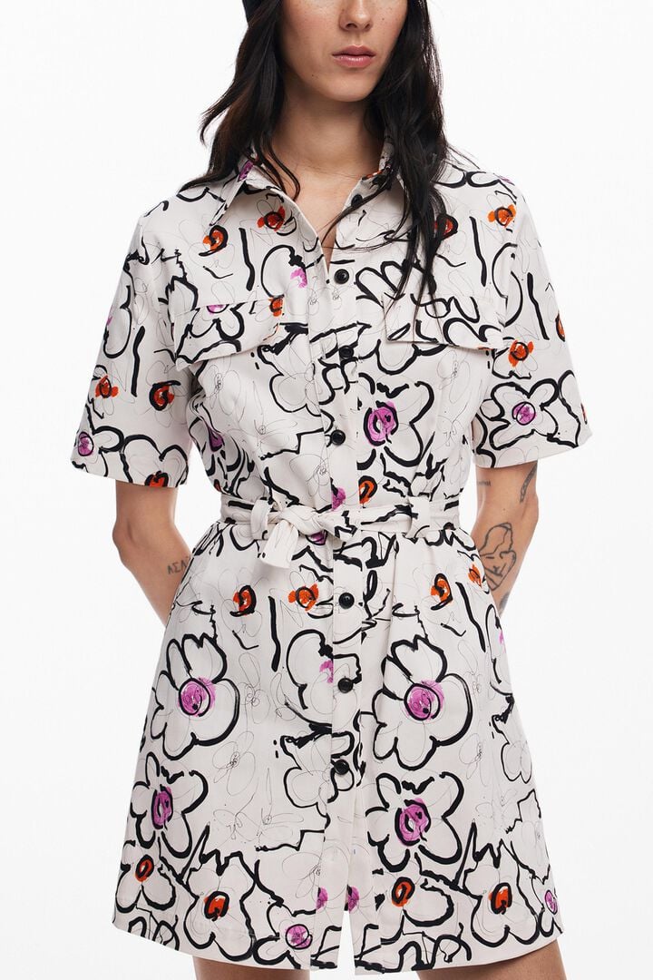 Sukienka z rysowanymi kwiatami | Desigual