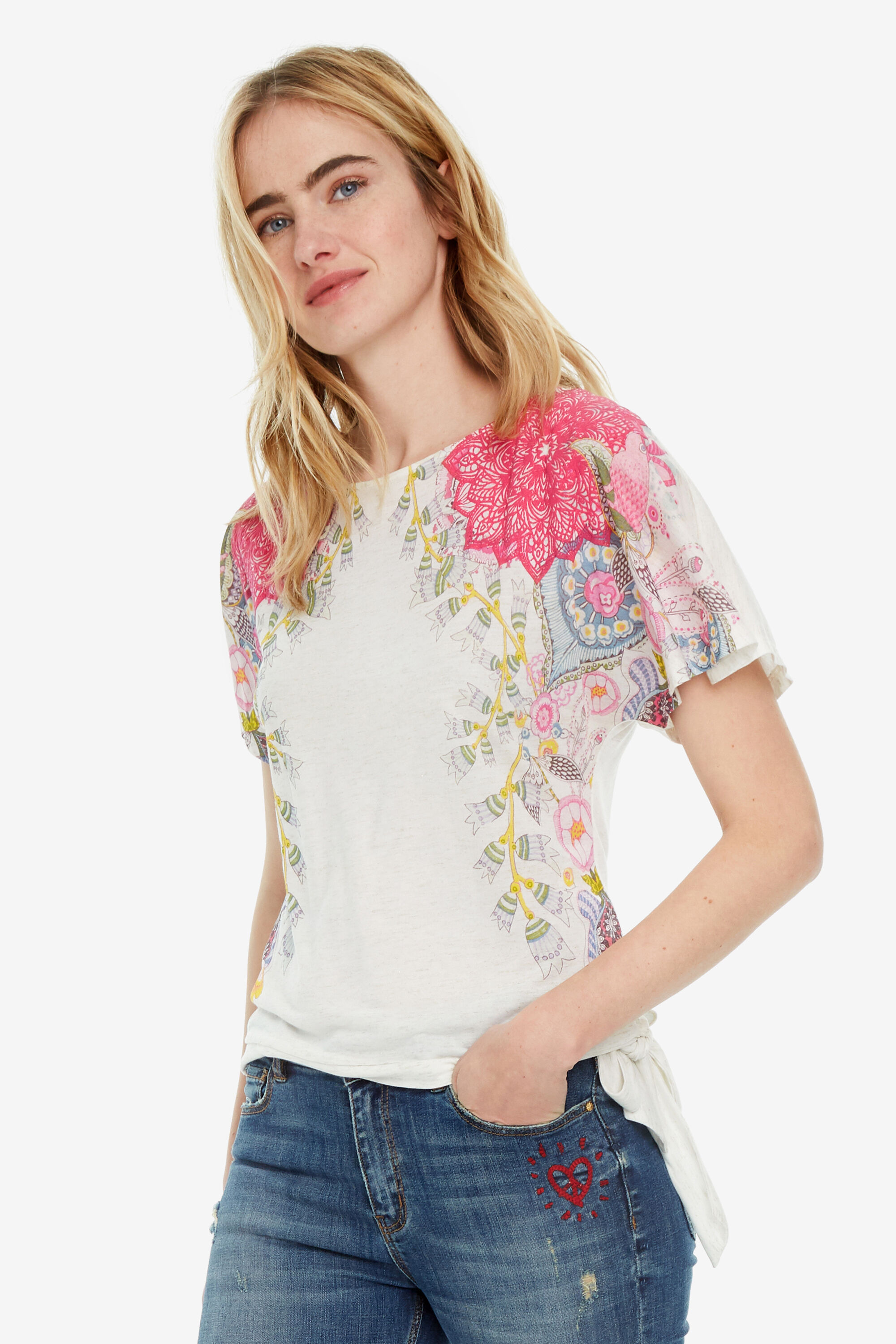 Shirt Côté Amur T Le Imprimé Sur Nœud LGSMVpqUz