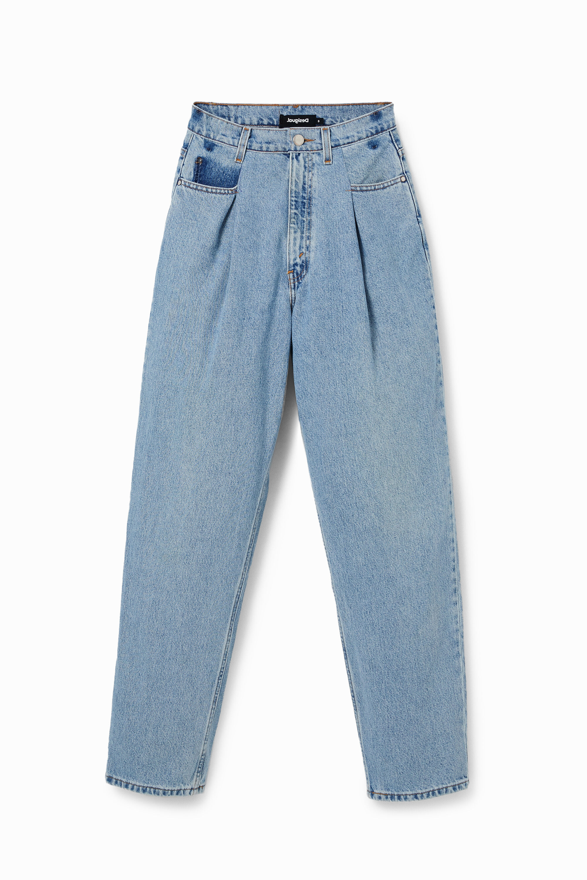 Desigual, Lockere Upcycling-Jeans mit Abnähern, Baumwolle, Blau, S