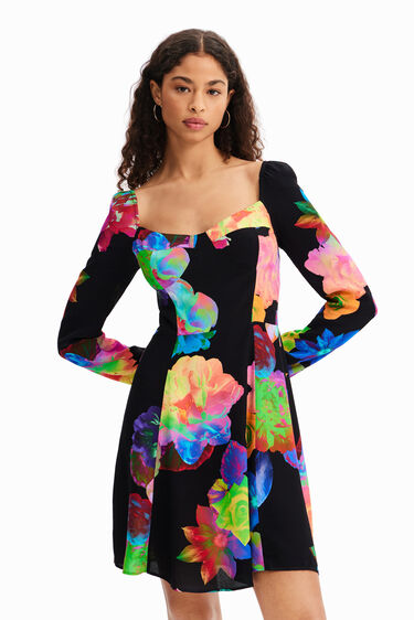 Short floral A-line dress | Desigual