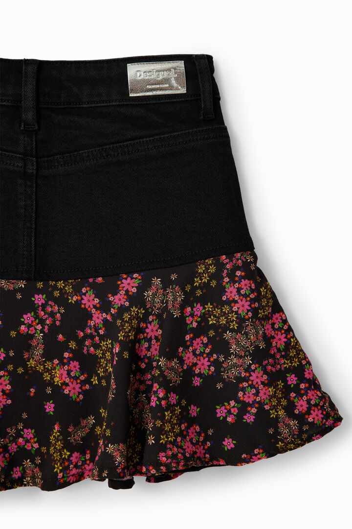 Minigonna denim volant floreale | Desigual
