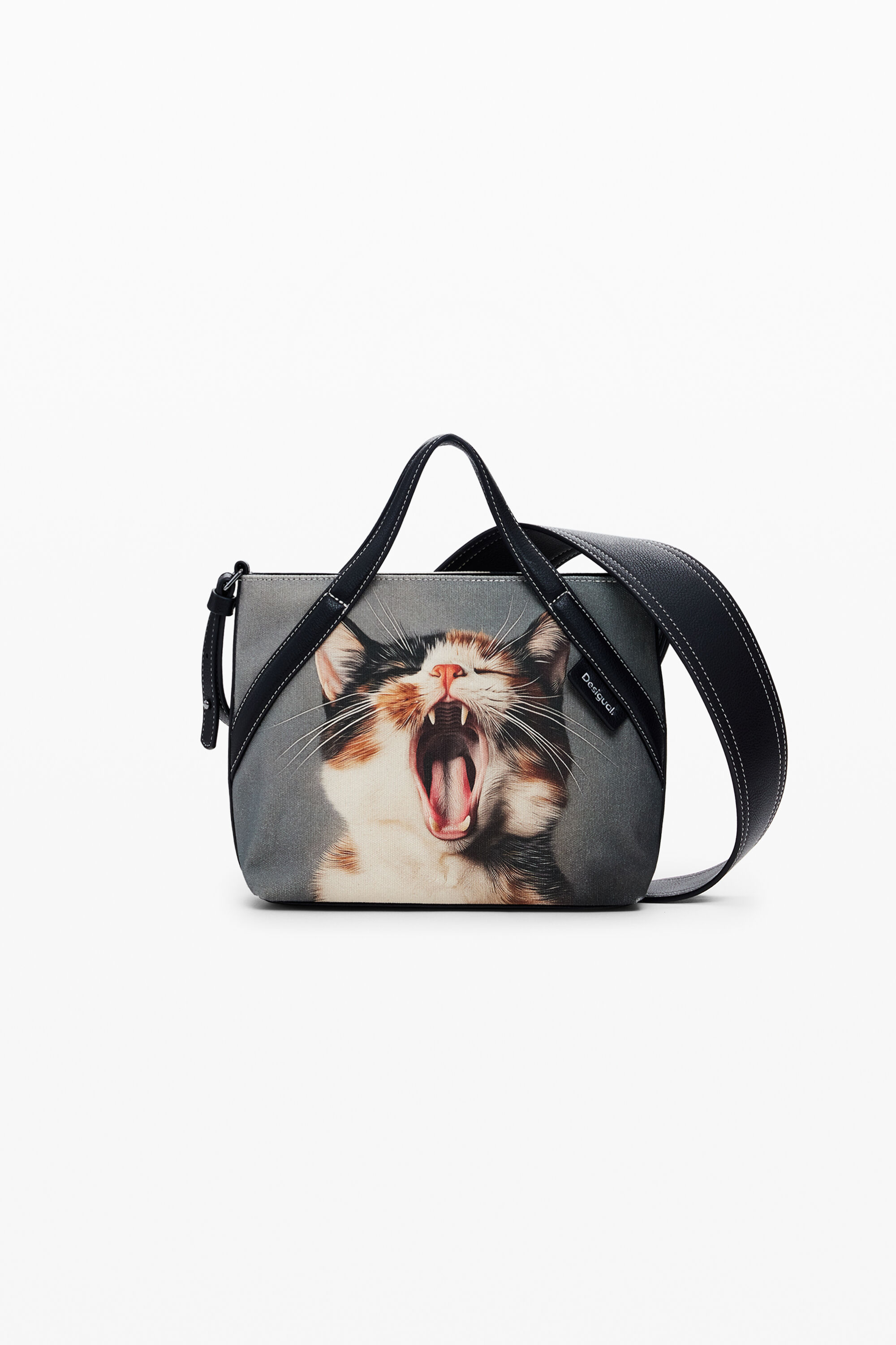 Desigual Large Cat Shopper Bag In Black