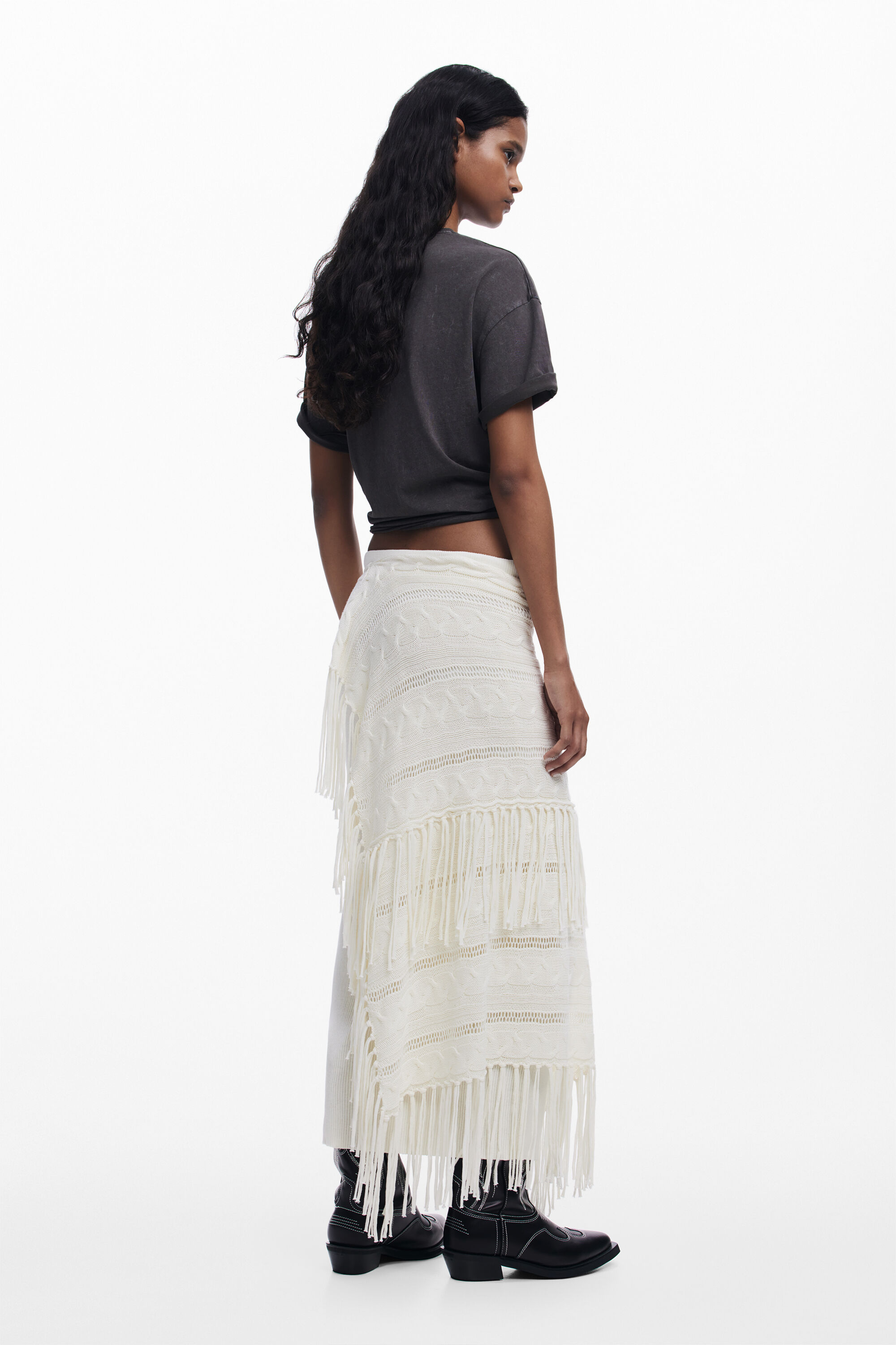 Fringed knit skirt Women's I Desigual.com