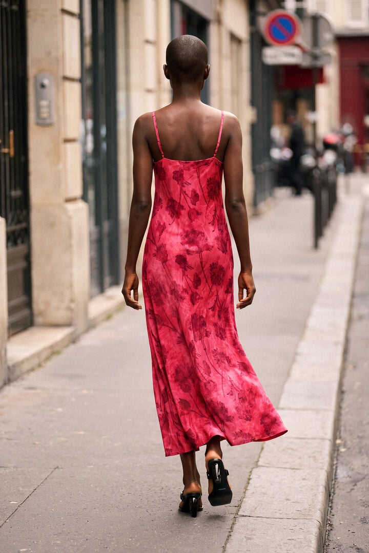 Flocked strap dress