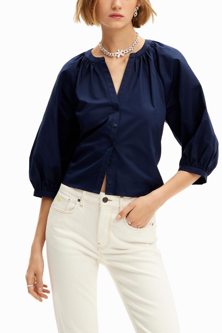 V-neck poplin blouse | Desigual