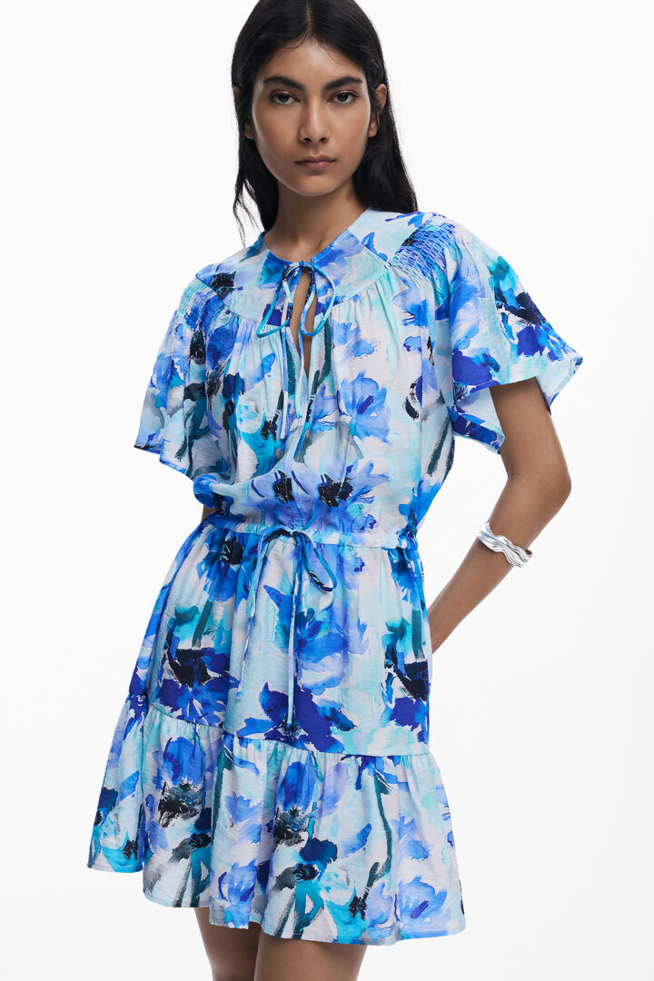 Short fluid dress with bow | Desigual
