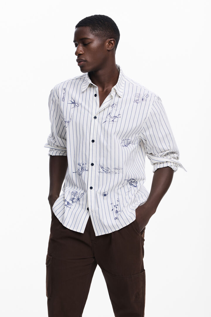 Chemise à rayures avec illustrations