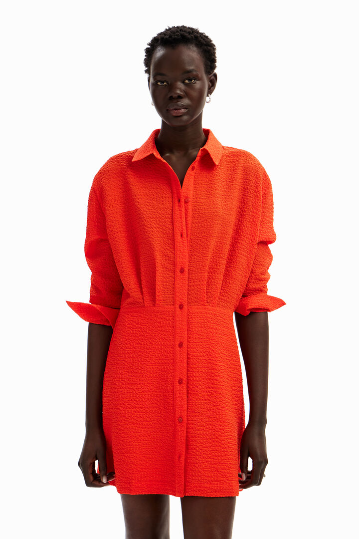 Short textured shirt dress | Desigual