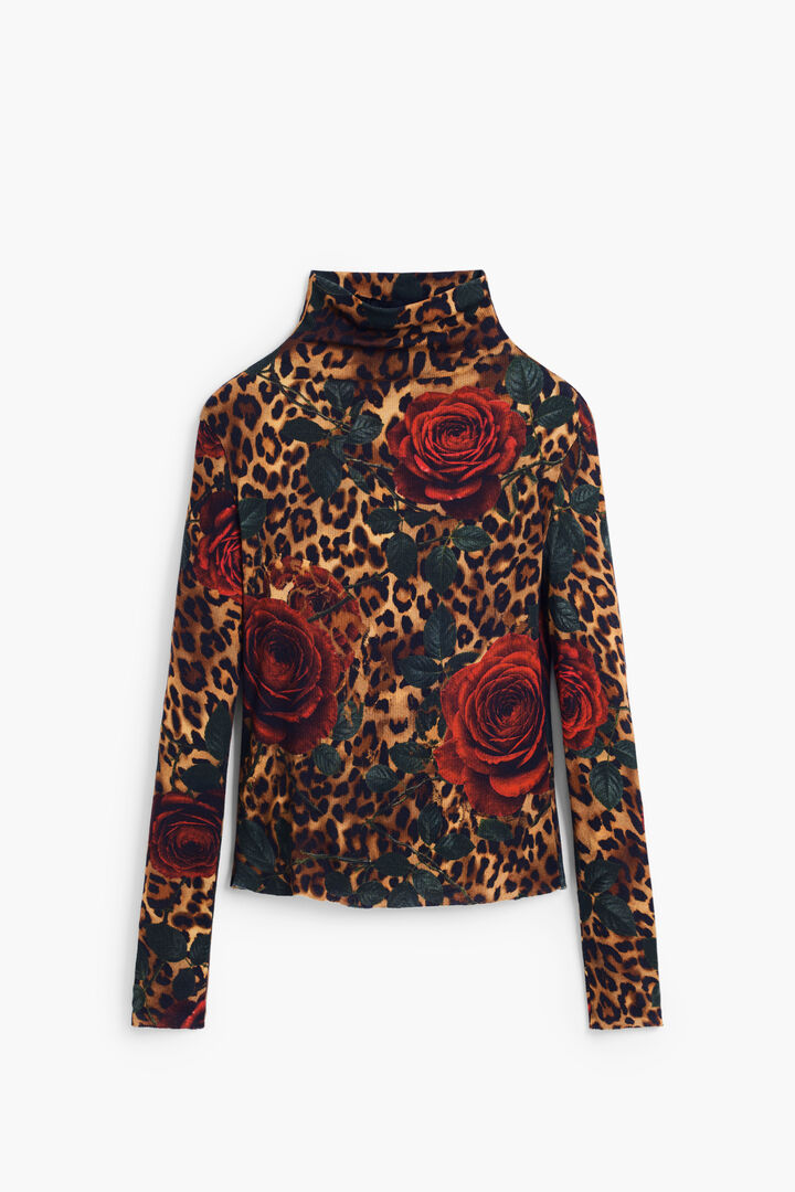 ribbed T-shirt animal print