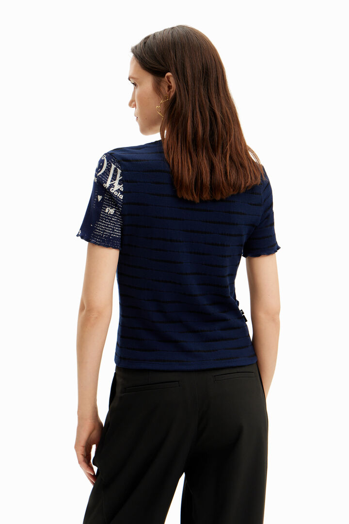 Striped patchwork newspaper T-shirt | Desigual