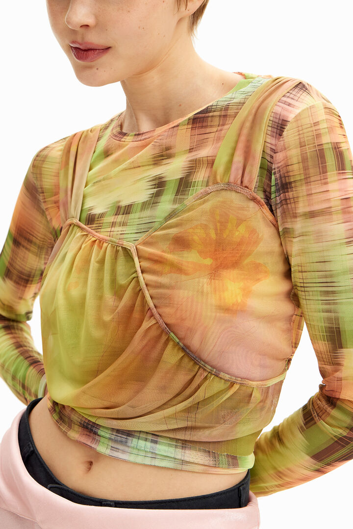 T-shirt de malha camada dupla | Desigual