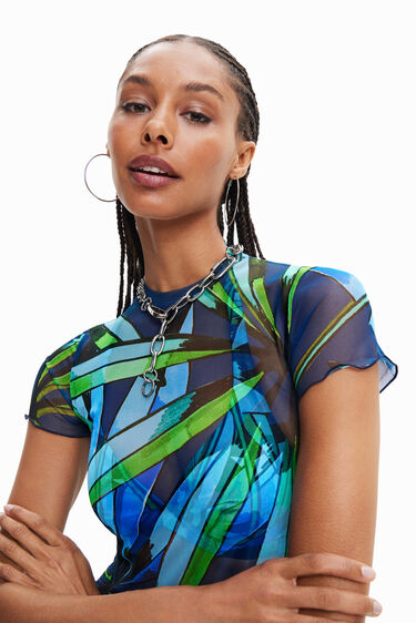 Short tropical tulle T-shirt | Desigual