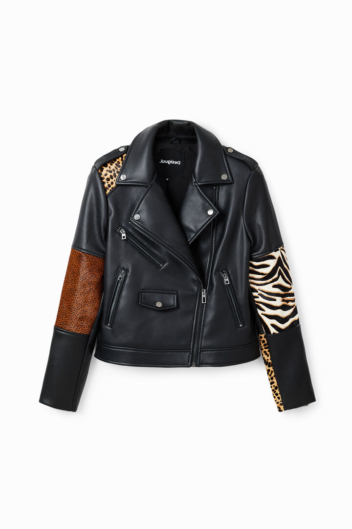 Patchwork leather biker jacket | Desigual