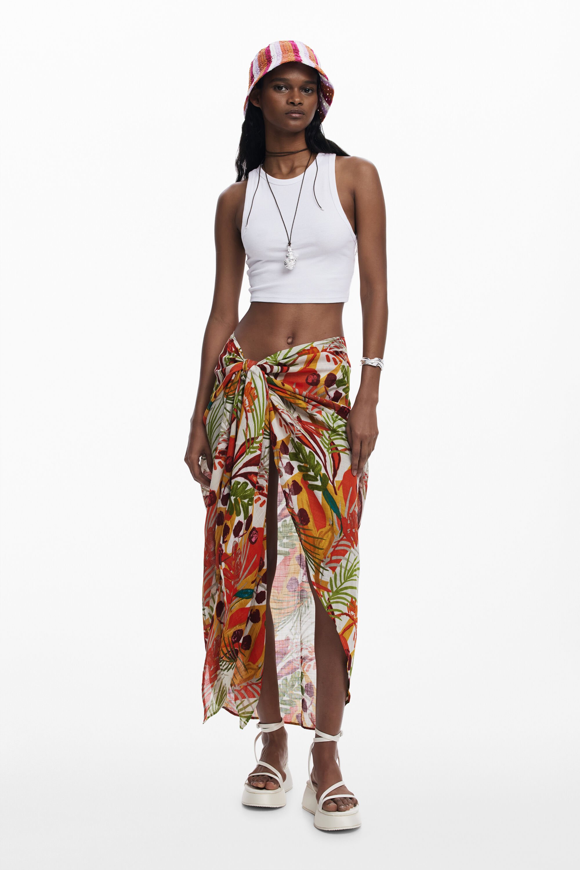 Tropical wrap skirt