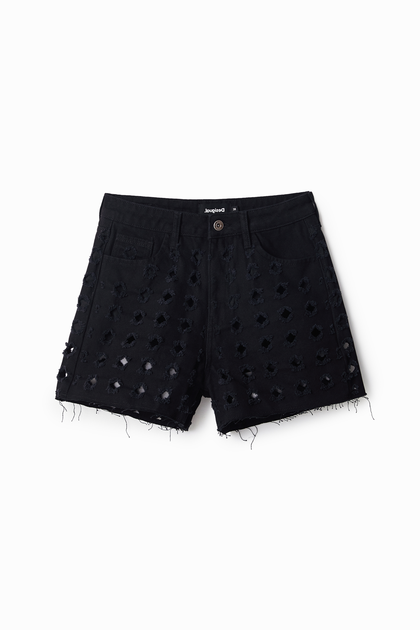 Denim shorts with holes