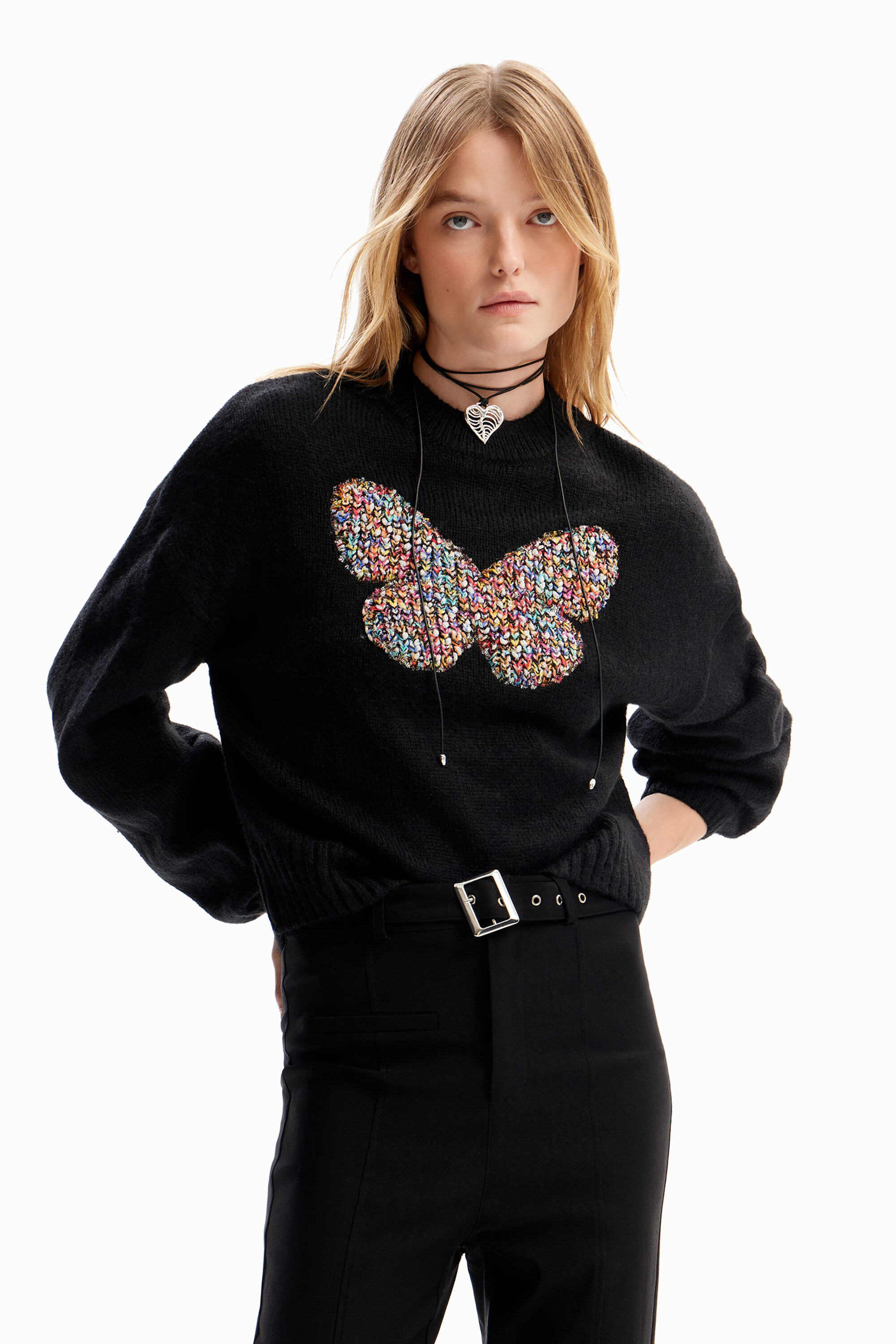 Desigual Chunky knit butterfly pullover